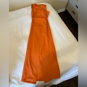 Linen Orange Sleeveless Dress
